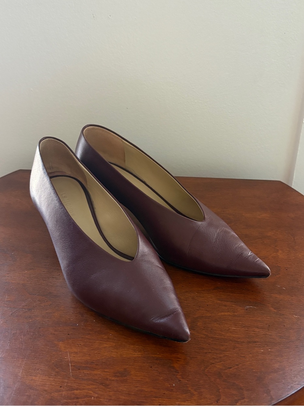 Le Monde Beryl Women's Pointed Toe Leather Flats in Dark Brown